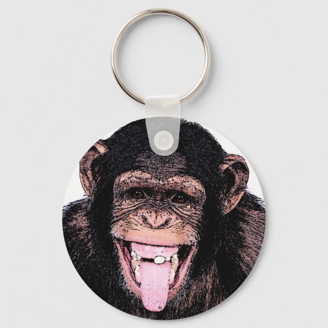 Porte-clés Pop Art Chimpanzé Sticking Tongue Out (Recto)