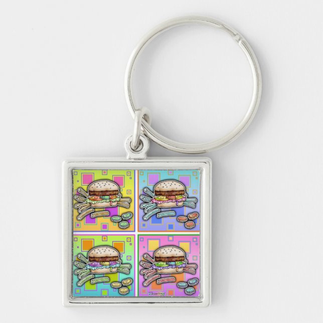 Porte-clés Pop Art HAMBURGER Premium PORTE - CLÉ (Devant)