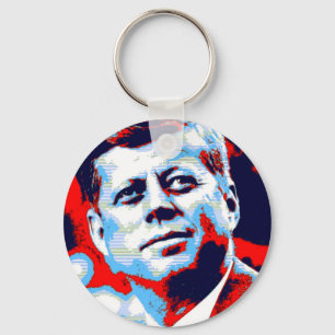 Porte-clés Pop Art JFK John F. Kennedy Red Blue