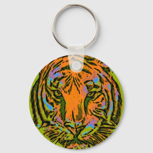 Porte-clés Pop Art TIGER HEAD + votre backgr. & idées