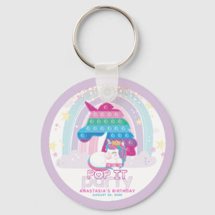 Porte-clés Pop It Anniversaire Personnalisé Unicorne Arc-en-c