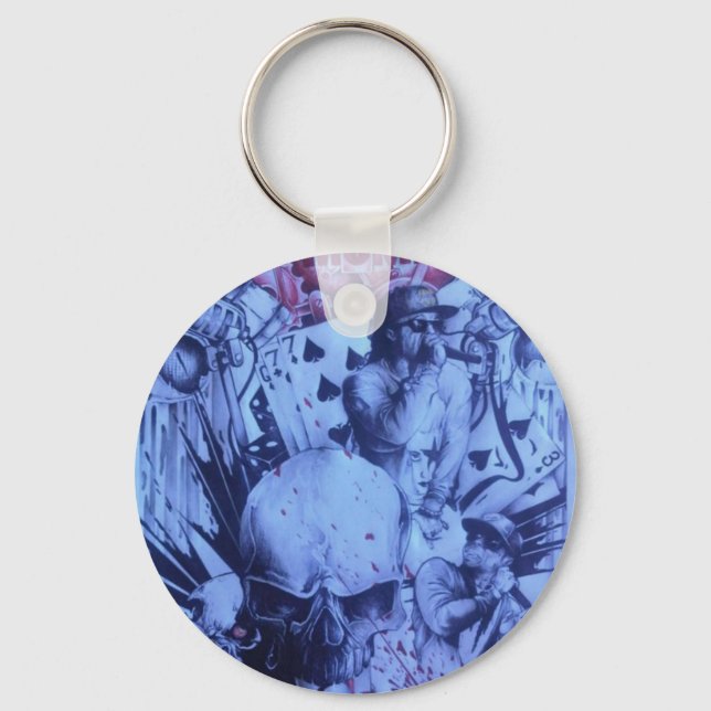 Porte-clés Pop Musicians Blue Purple Art Imprimer (Recto)