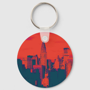 Porte-clés Pop Style Rouge Retro Art New York City