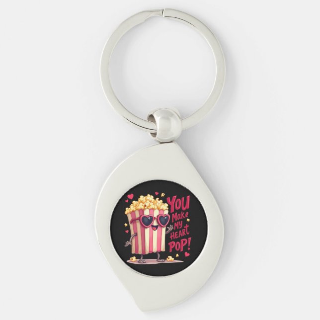 Porte-clés Popcorn Heart Pop Valentine Design (Devant)