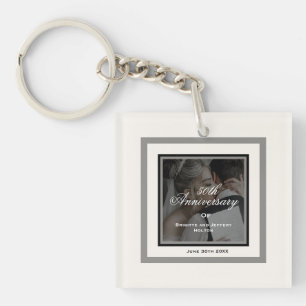 Porte-clés Porte - clé 50e mariage personnalisable blanc