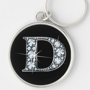 Porte-clés porte - clé à bille de diamant "D"