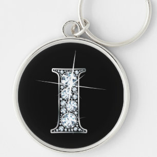 Porte-clés porte - clé à bille de diamant "I"