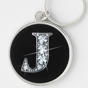 Porte-clés porte - clé à bille de diamant "J"