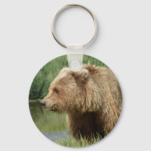 Porte-clés Porte - clé à boutons avec ours grizzli
