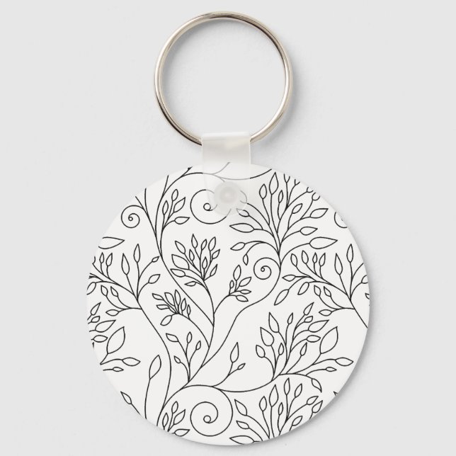 Porte-clés Porte - clé à fleurs noir et blanc (Recto)