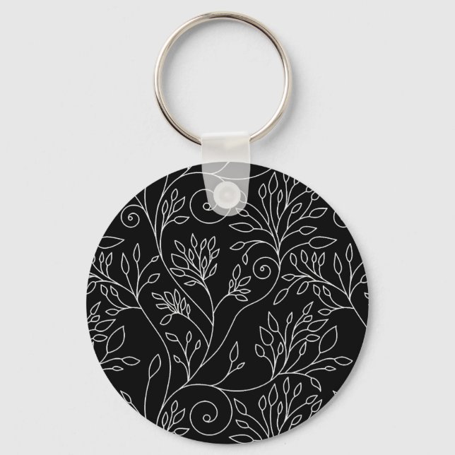 Porte-clés Porte - clé à fleurs noir et blanc (Recto)