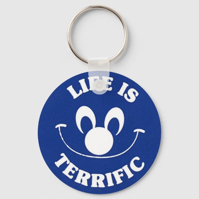 Porte-clés Porte - clé à visage bleu joyeux (Recto)