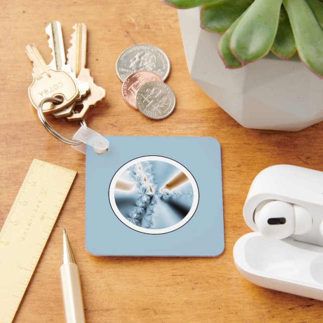 Porte-clés Porte - clé Abstrait bleu clair fractal (Bureau)