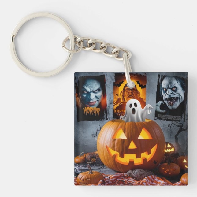 Porte-clés Porte - clé acrylique carré Halloween (Devant)