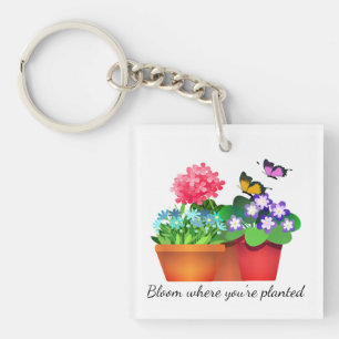 Porte-clés Porte - clé acrylique du jardin des fleurs papillo