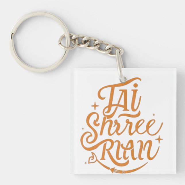 Porte-clés Porte - clé Acrylique Jai Shree Ram - Léger, (Devant)