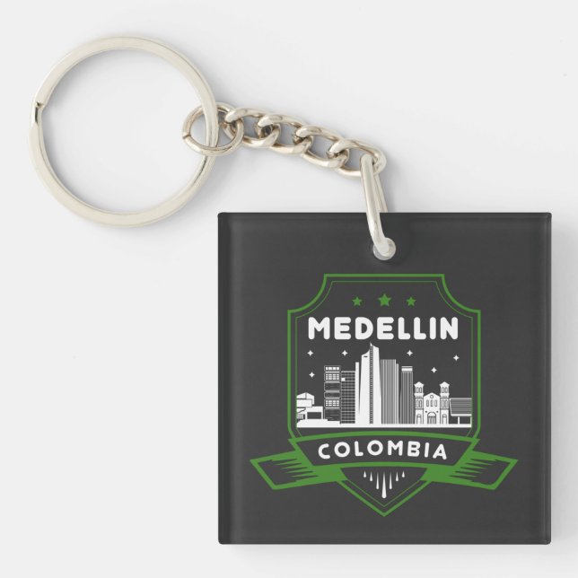 Porte-clés Porte - clé acrylique Medellin Colombia Skyline (Devant)