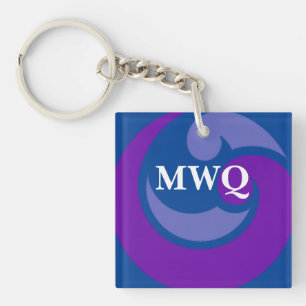 Porte-clés Porte - clé acrylique Monogramme d'onde bleue pers