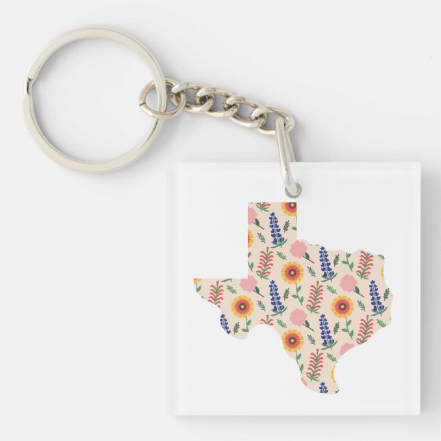 Porte-clés Porte - clé acrylique Texas Outline Flowers Motif (Devant)