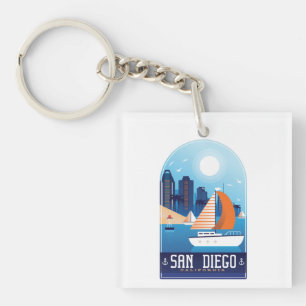 Porte-clés Porte - clé acrylique Vintage San Diego California
