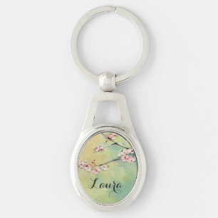 Porte-clés Porte - clé argenté personnalisé par fleurs de