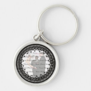 Porte-clés Porte - clé argenté rond de dentelle noire