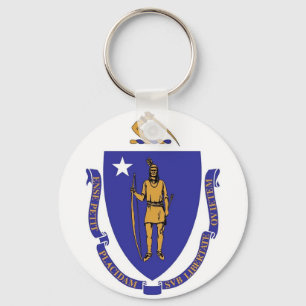Porte-clés Porte - clé avec le drapeau de l'Etat du Massachus