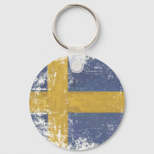 Porte-clés Porte - clé avec le drapeau vintage sale de Suèd