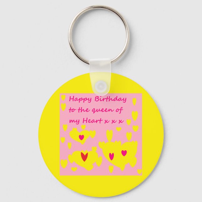 Porte-clés Porte - clé avec message d'anniversaire sur elle j (Recto)
