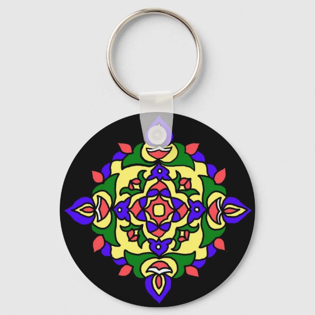 Porte-clés Porte - clé avec Motif Rangoli (Recto)