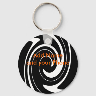 Porte-clés Porte - clé Black White Swirl Ajouter nom et votre