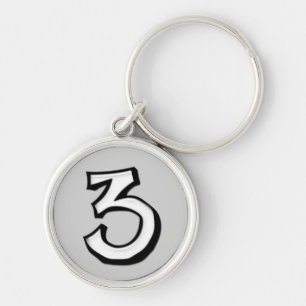 Porte-clés Porte - clé blanc Premium Silly Number 3