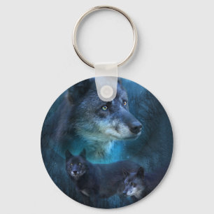 Porte-clés Porte - clé bleu d'art de loup