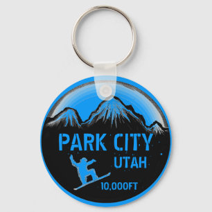Porte-clés Porte - clé bleu d'art de surf des neiges de Park