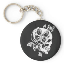 Porte - clé Butterfly & Skull Button