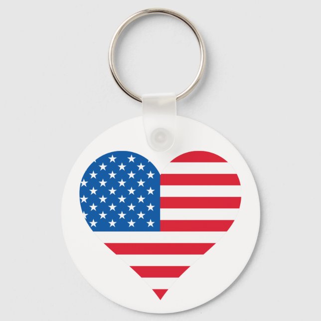 Porte-clés Porte - clé cardiaque du drapeau américain (Recto)