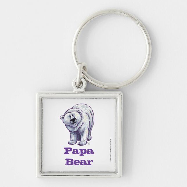 Porte-clés Porte - clé Carré de l'ours polaire Papa Bear (Devant)