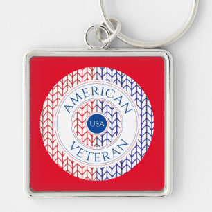 Porte-clés PORTE - CLÉ Carré Premium AMERICAN VETERAN (rouge)