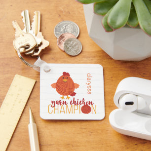 Porte-clés Porte - clé Champion de poule rouge et orange