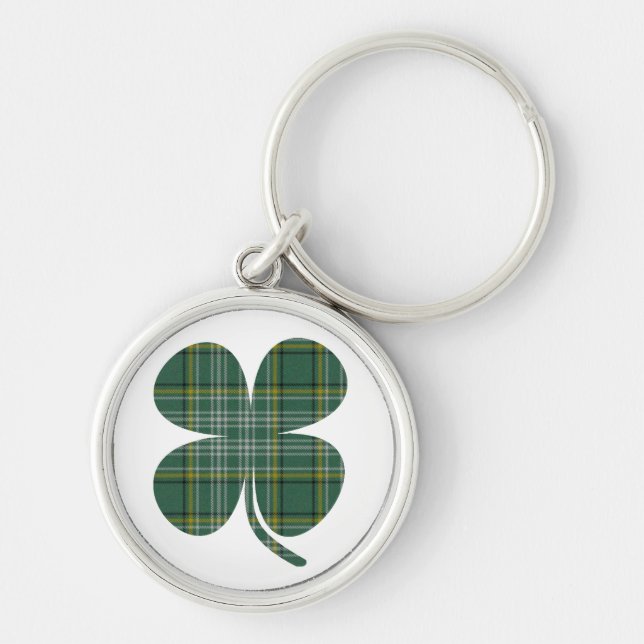 Porte-clés Porte - clé chanceux de shamrock de plaid (Devant)