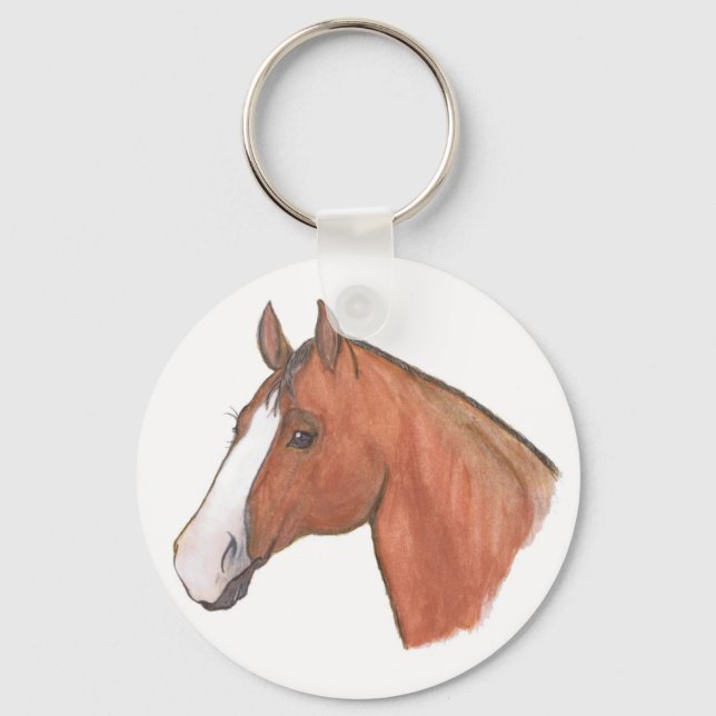 Porte-clés porte - clé Cheval "Baie avec lame" (Recto)