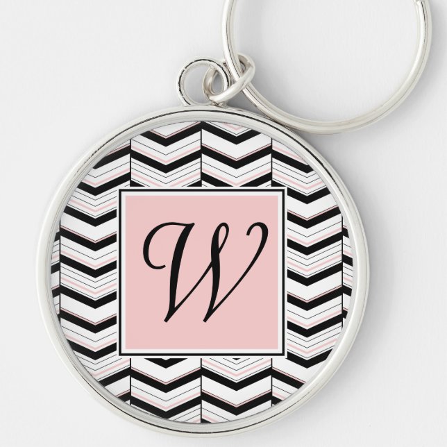 Porte-clés Porte - clé Chevron noir blanc et blanc (Devant)
