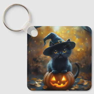 Porte-clés Porte - clé Citrouille d'Halloween noir mignon