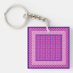 Porte-clés Porte - clé, Coeurs, Fleurs, Chèques, Pois
