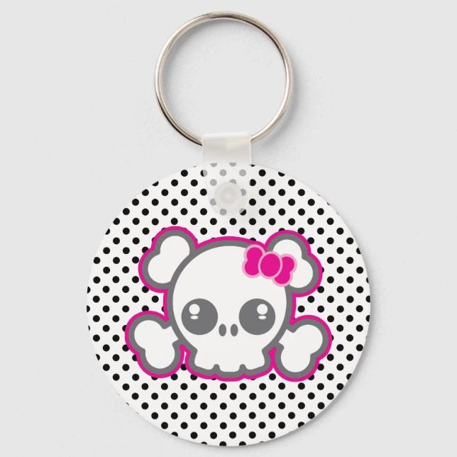Porte-clés Porte - clé crâne rose Kawaii (Recto)