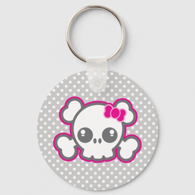 Porte-clés Porte - clé crâne rose Kawaii (Recto)