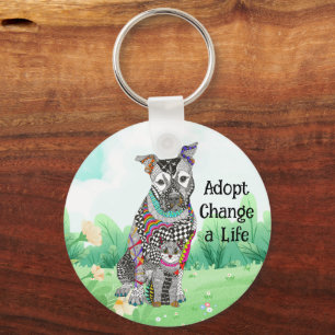 Porte-clés Porte - clé d'adoption de chats et de chiens migno