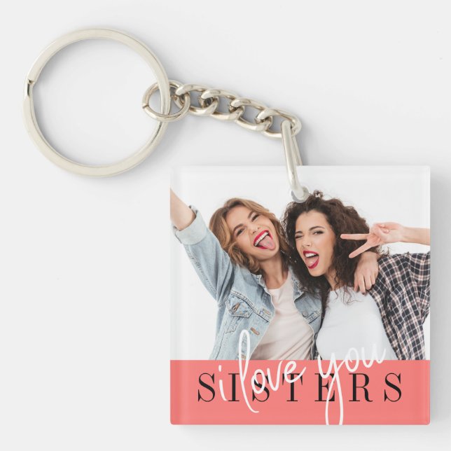 Porte-clés Porte - clé d'aimant photo personnalisé de soeurs (Devant)