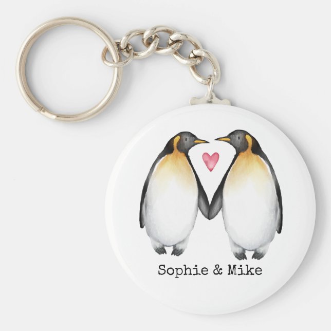 Porte-clés Porte - clé d'amour de pingouin personnalisé (Devant)