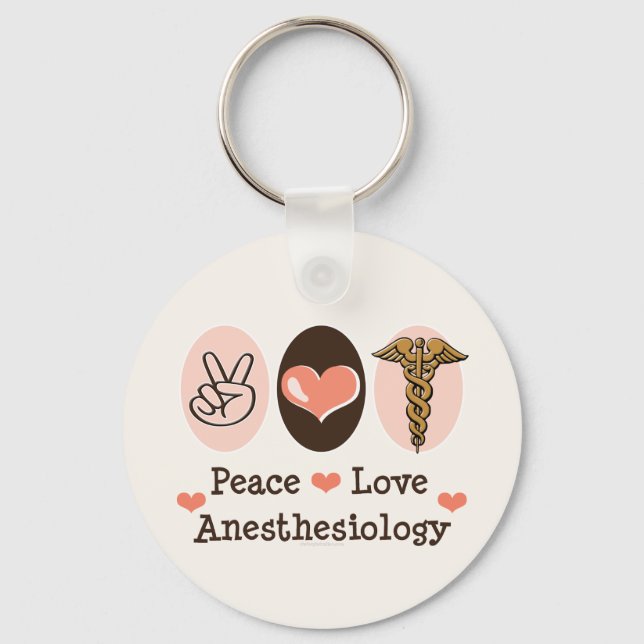 Porte-clés Porte - clé d'anesthésiologie Peace Love (Recto)
